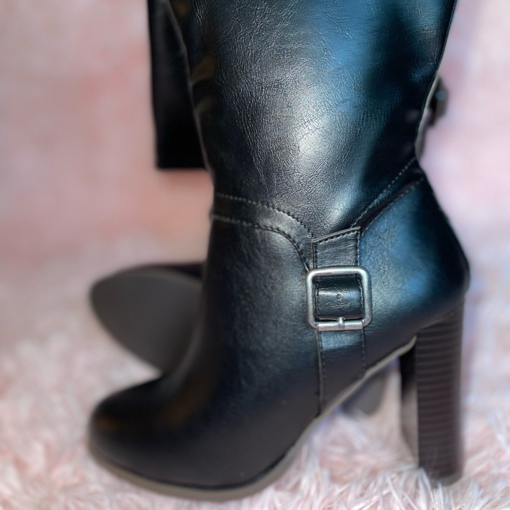 Block Heel Knee High Boots